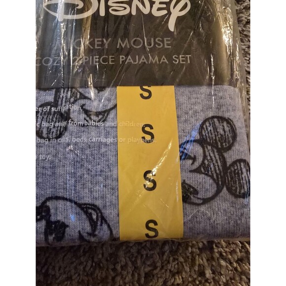 Disney Women's 2 Piece Cozy Pajama Set Mickey Mouse Blue Long Sleeves Size Small - Picture 2 of 4